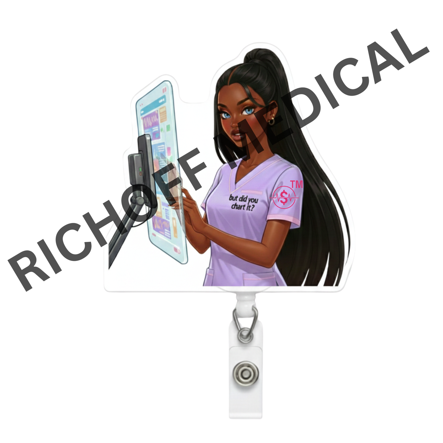 Charting Queen Med Barb Badge Reel