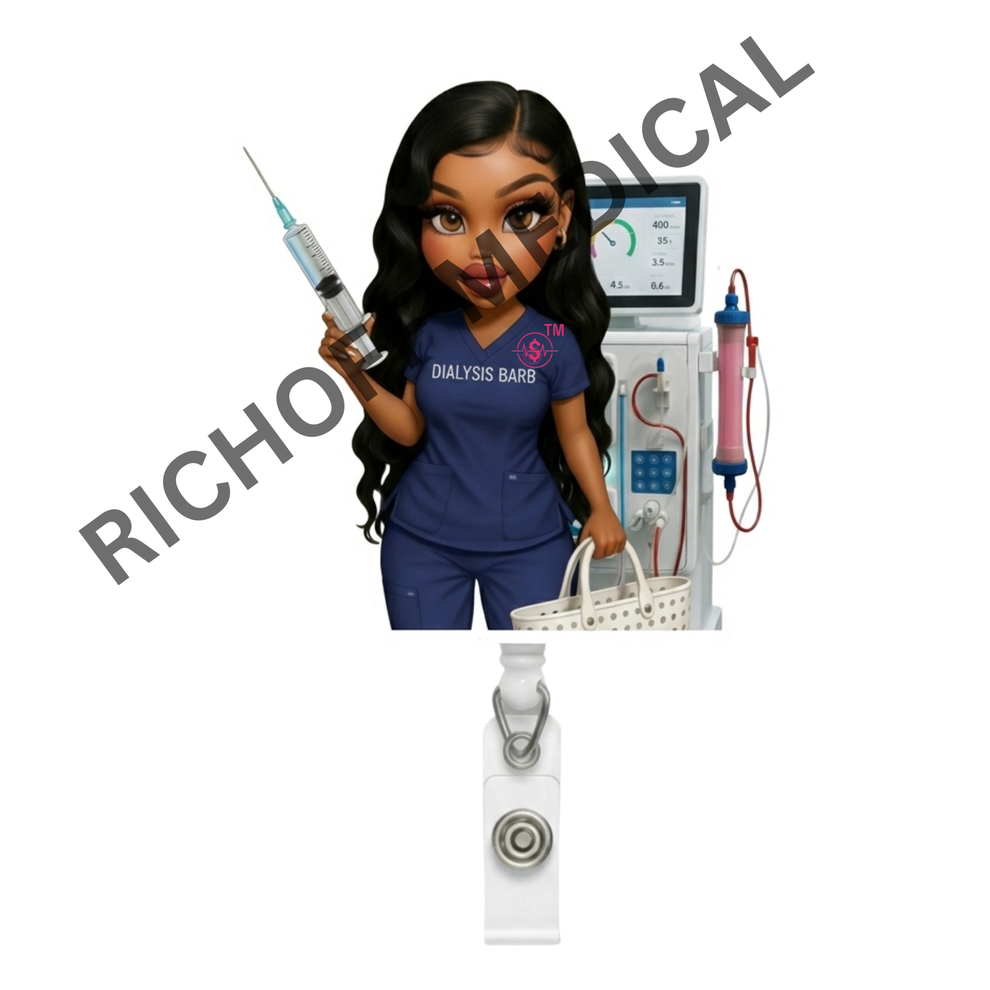 Diaylsis Barb Med Barb Badge Reel
