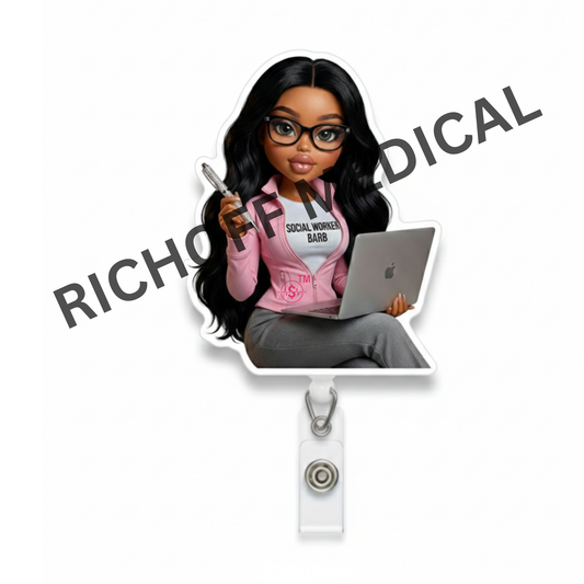 Social Worker Med Barb Badge Reel
