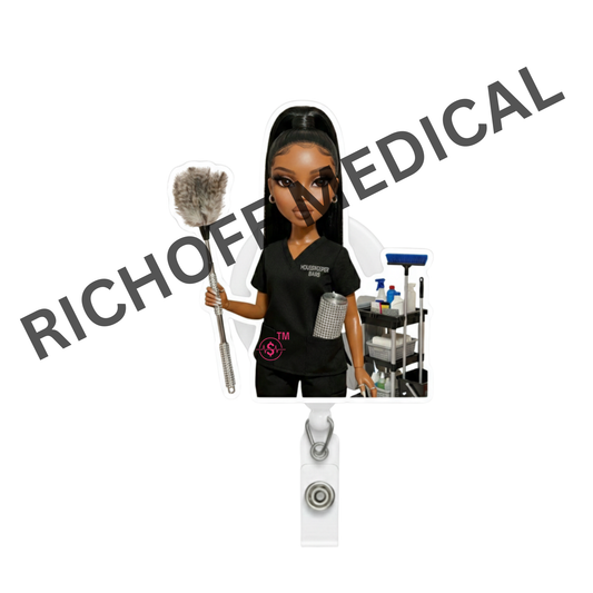 Housekeeper Barb Med Barb Badge Reel