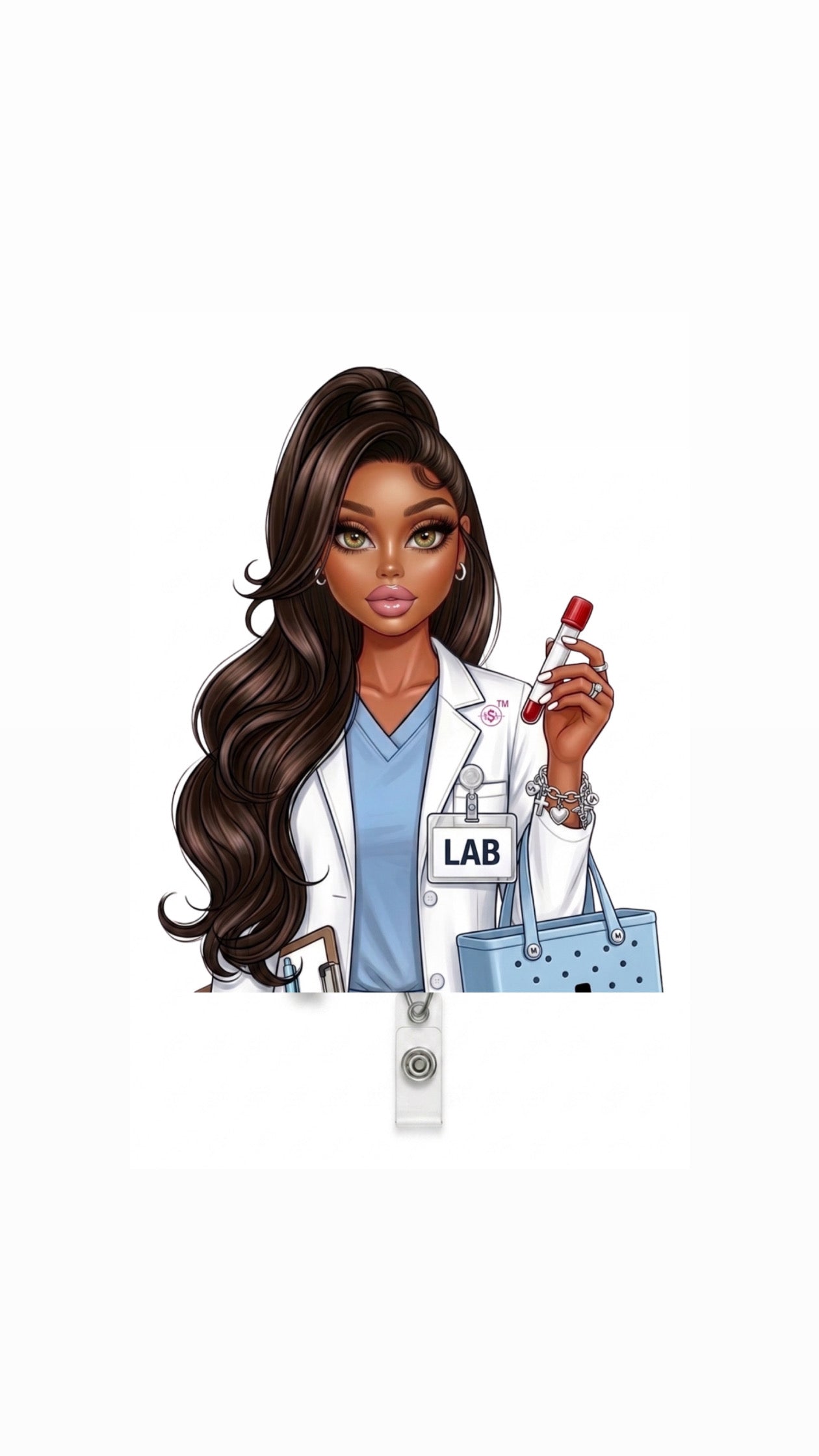 NEW! Laboratory Barb Med Barb Badge Reel