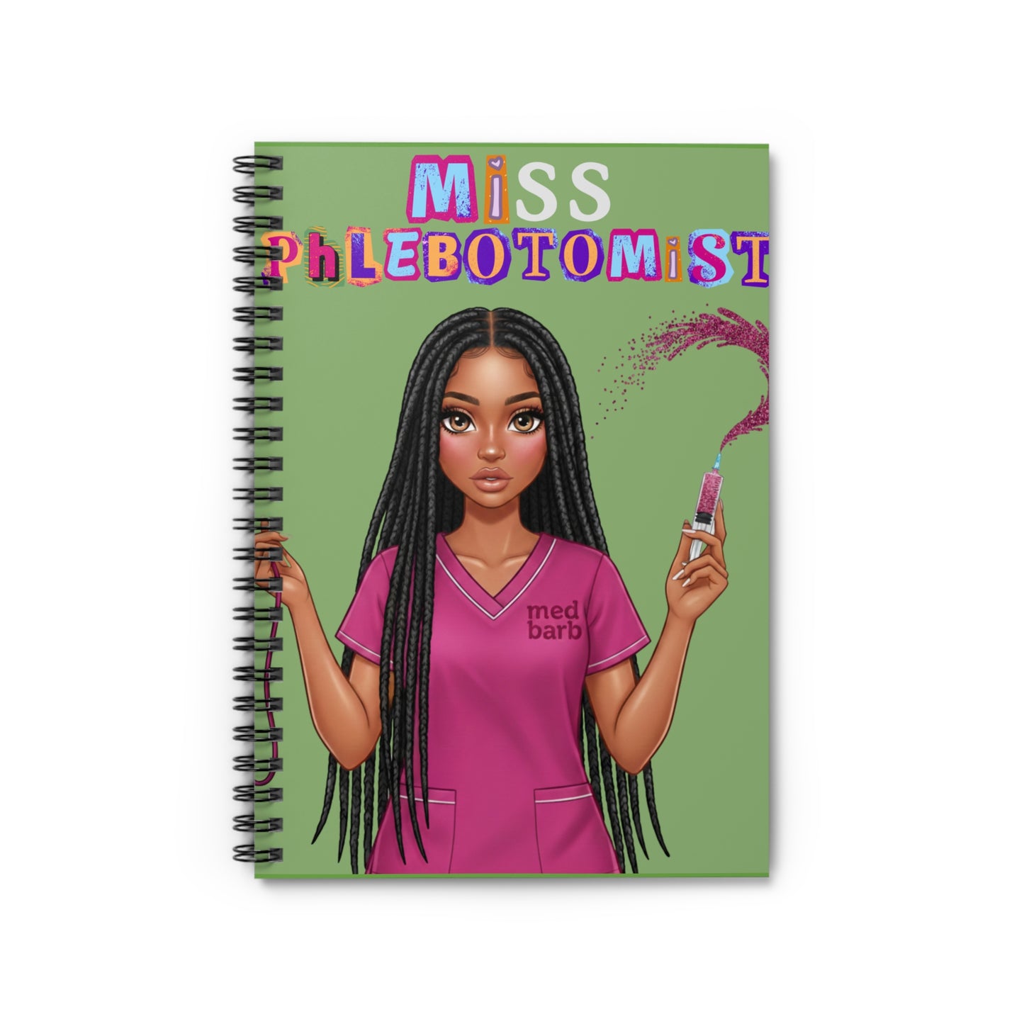 Miss Phlebotomist Spiral Notebook | Ruled Line, Medical Tech Design