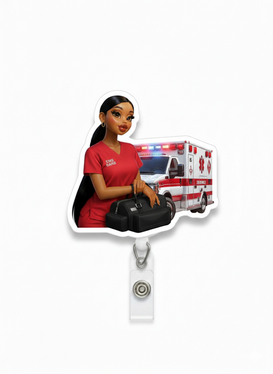 EMT Barb Med Barb Badge Reel