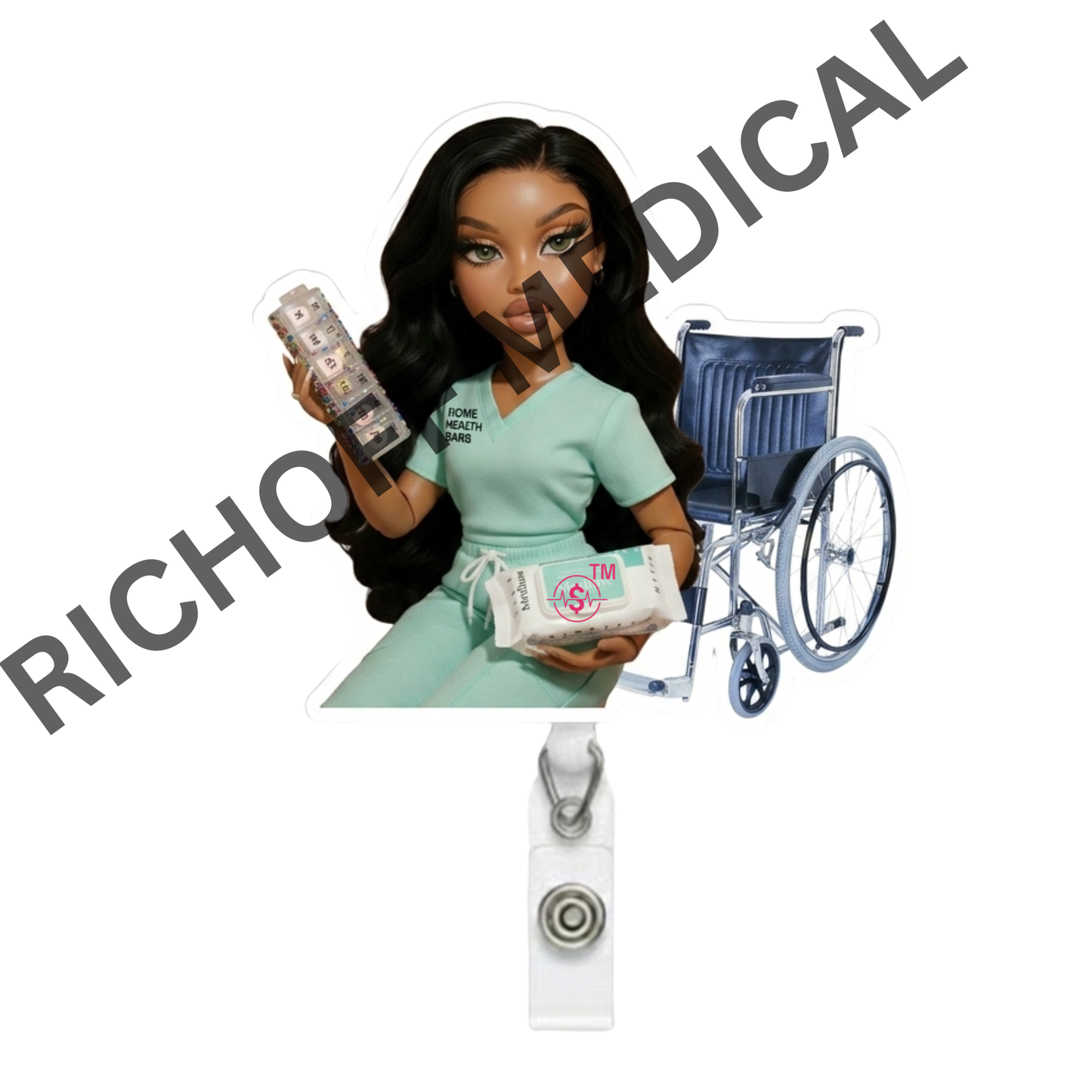 Home Health Barb Med Barb Badge Reel