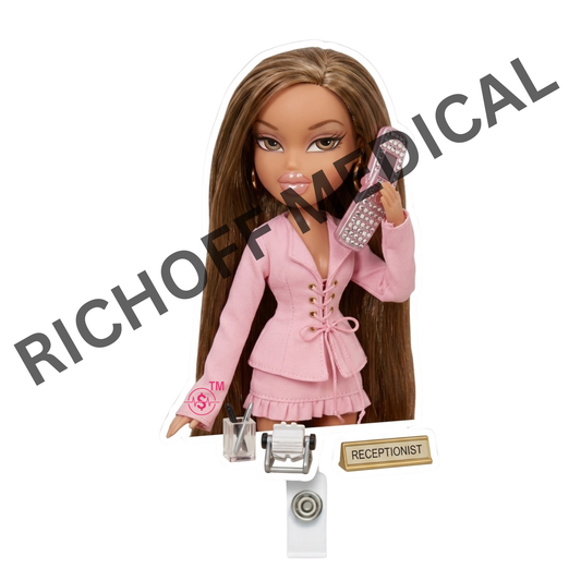 Receptionist Med Barb Badge Reel